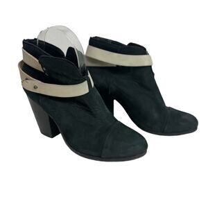 rag & bone black and white Harrow Suede Booties 38.5 USA 8.5